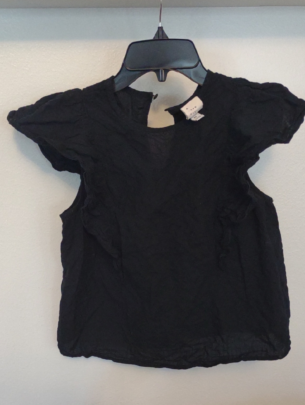 Black Ruffle Sleeve Blouse